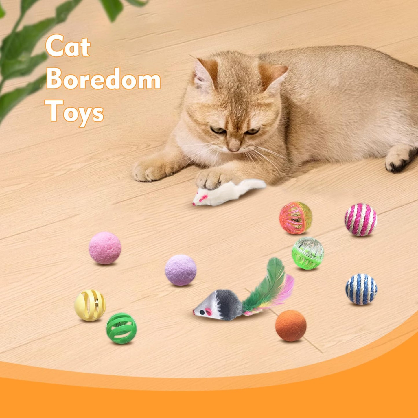 YULOYI Cat Toys for Indoor Cats - 34 Packs Interactive Set with Colorful Springs, Mouse Toy, Catnip Ropes, Balls, Bells, and Sisal Ball for Kittens