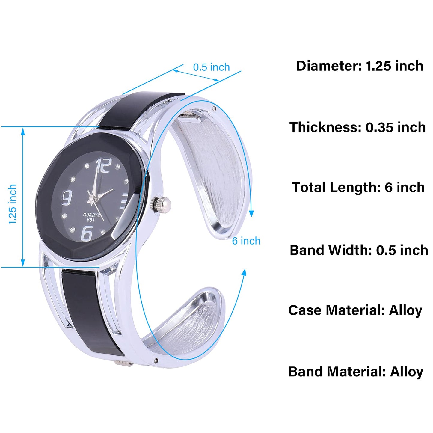 ELEOPTION Women Bangle Watch Bracelet Quartz with Rhinestone Round Dial Stainless Steel Band Wrist Ladies Watches with Womens Watch Box