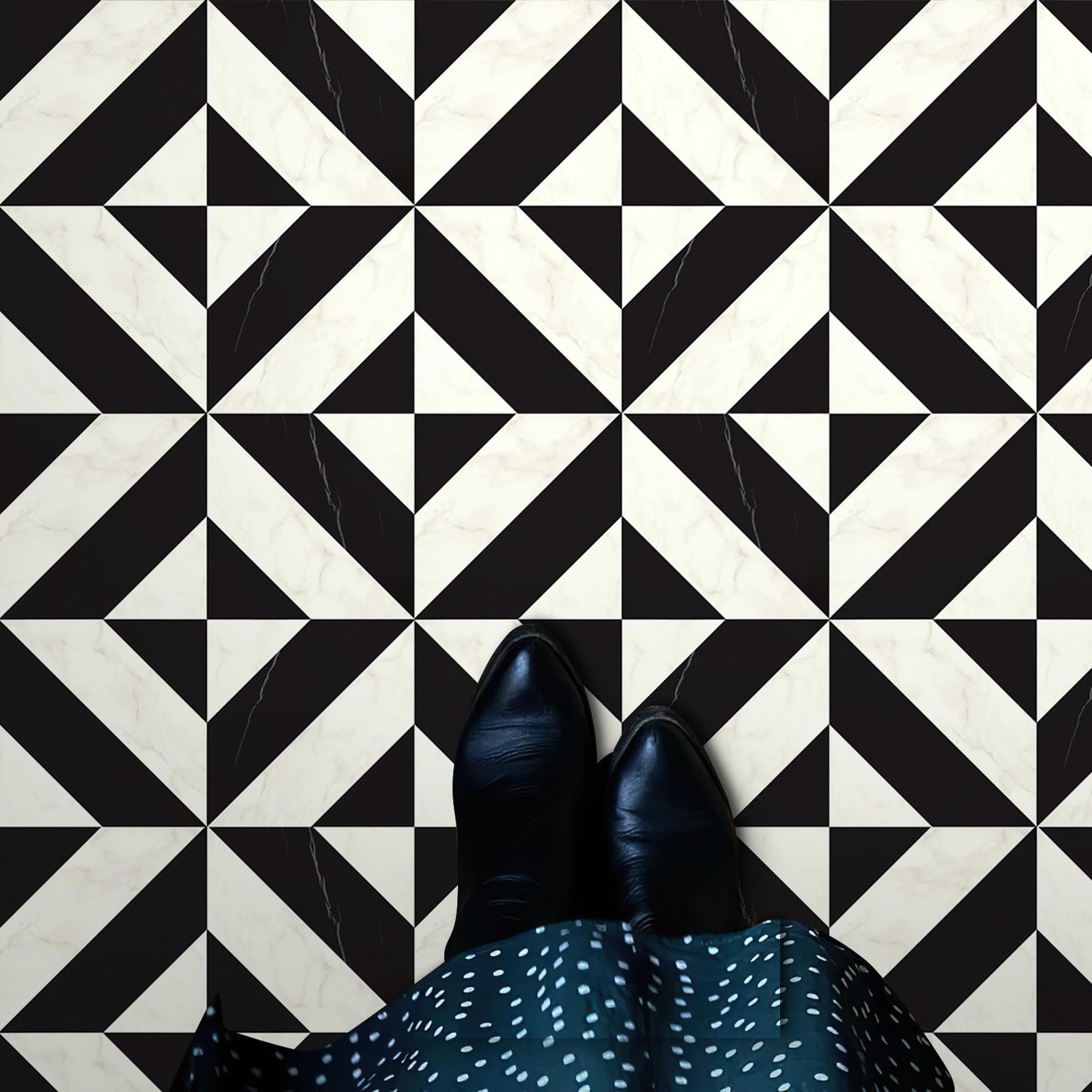 MORCART Peel and Stick Floor Tile - 20 PCS, 11.8" x 11.8" Vinyl Flooring - Waterproof Self-Adhesive Tile Sticker for Bathroom, Kitchen, Dining Room, Bedrooms - Cover 19.4 Sq. Ft, Black & White Marble