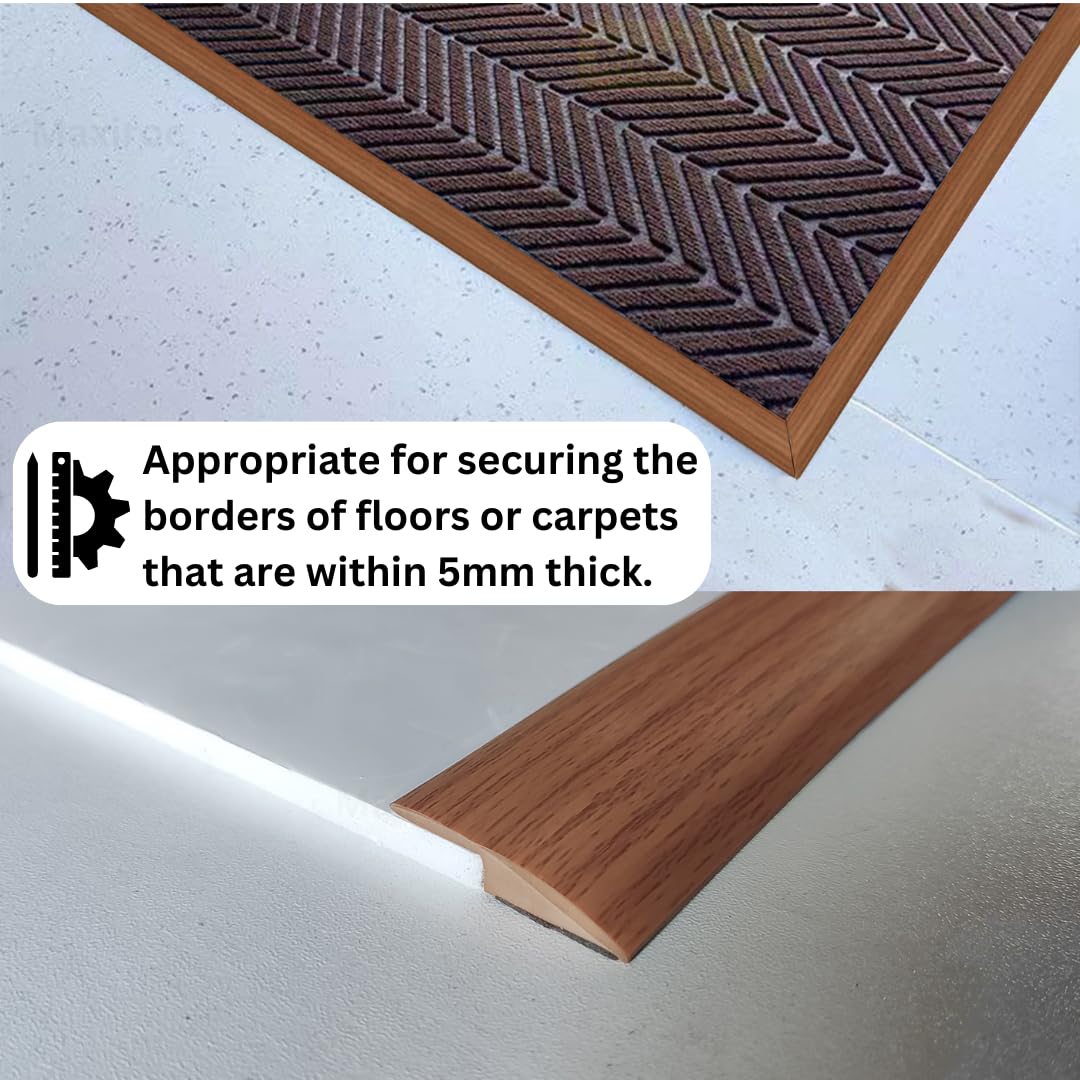 Floor Transition Strip Self Adhesive Carpet Wood Tile Vinyl Flooring Laminate Transition Cover Edge Trim Gap Doorway Threshold for Uneven Floors Heights Within 5 mm (120 inches, Light Brown Coffee)