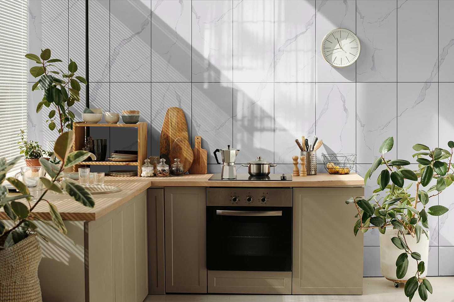 10-Pack Peel and Stick White Marble Wall Panels (11.8" x 23.6") – 19.4 Sq. Ft. Waterproof PVC Tiles for Kitchen, Bathroom, Living Room & Accent Walls – Heat-Resistant Self-Adhesive Backsplash Tiles