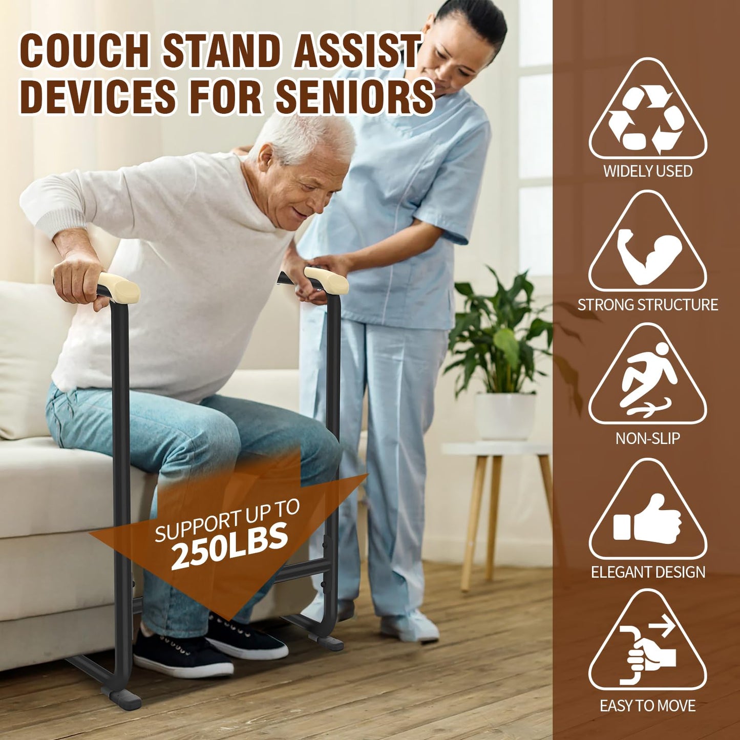 Large Sized Couch Chair Stand Assist for Seniors, Standing aid & Support Device with Handles, Chair Lift Assist Device for Elderly Mobility & Daily Living Stand to Sit(250LBs Loading, 29.0“W*26.6" H)