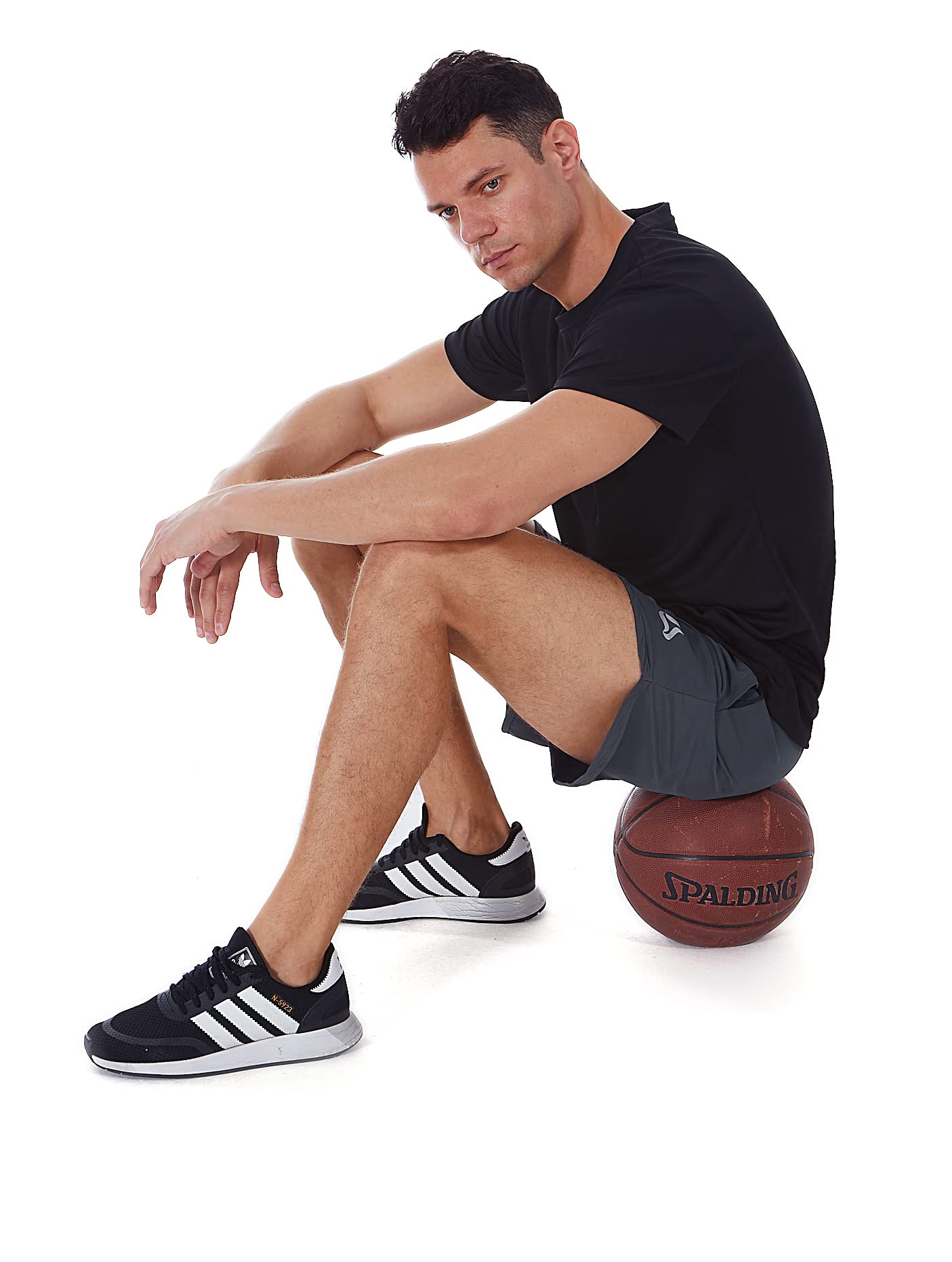 SILKWORLD Men's Running Stretch Quick Dry Shorts with Zipper Pockets, Dark Navy,Dark Grey,LightSeaGreen(Pack of 3)-2new, Large