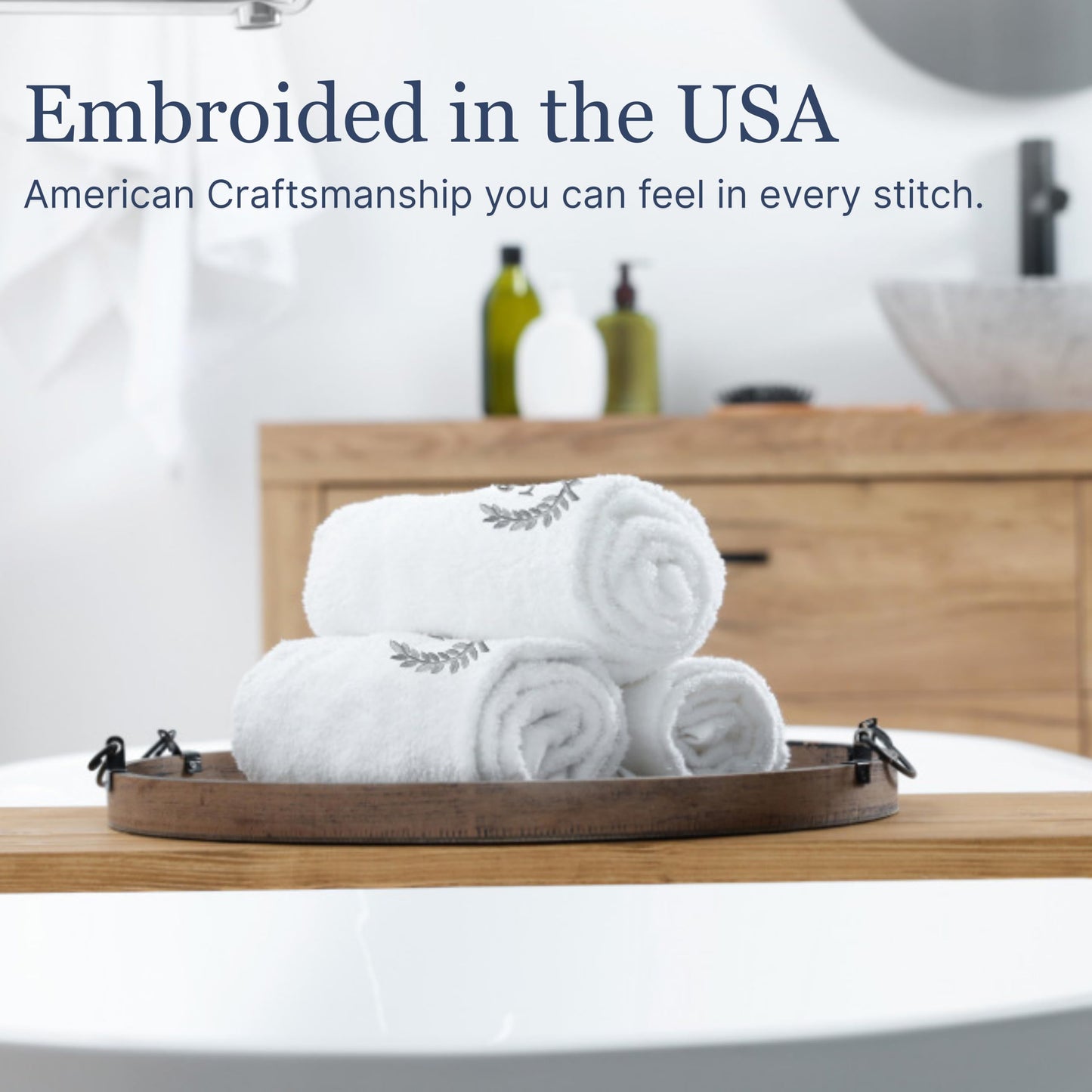 Decorative and Monogrammed Hand Towels for Bathroom Kitchen Makeup | Personalized Gift for Wedding-Bridal | Roman Font Custom Luxury Turkish Towel | Spa Collection, Oversized, 16 X 30 Inch, Set of 2