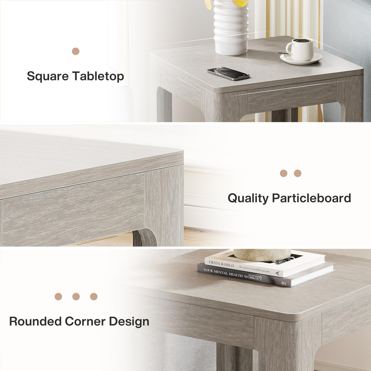 Tribesigns 2-Tier Square End Table, Farmhouse Wooden Side Table with Storage Shelf, Rustic Nightstand for Small Spaces, Living Room(1)