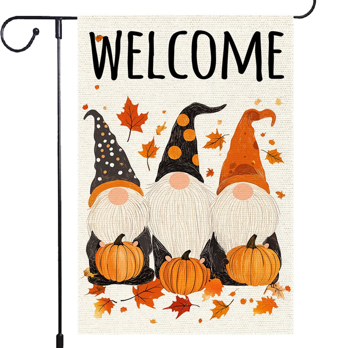 Polka Dots Gnome Garden Flags Welcome Fall Pumpkin Garden Flag 12x18 Inch Double Sided Burlap Autumn Holiday Maple Leaf Yard Outside Patio Lawn Decorations