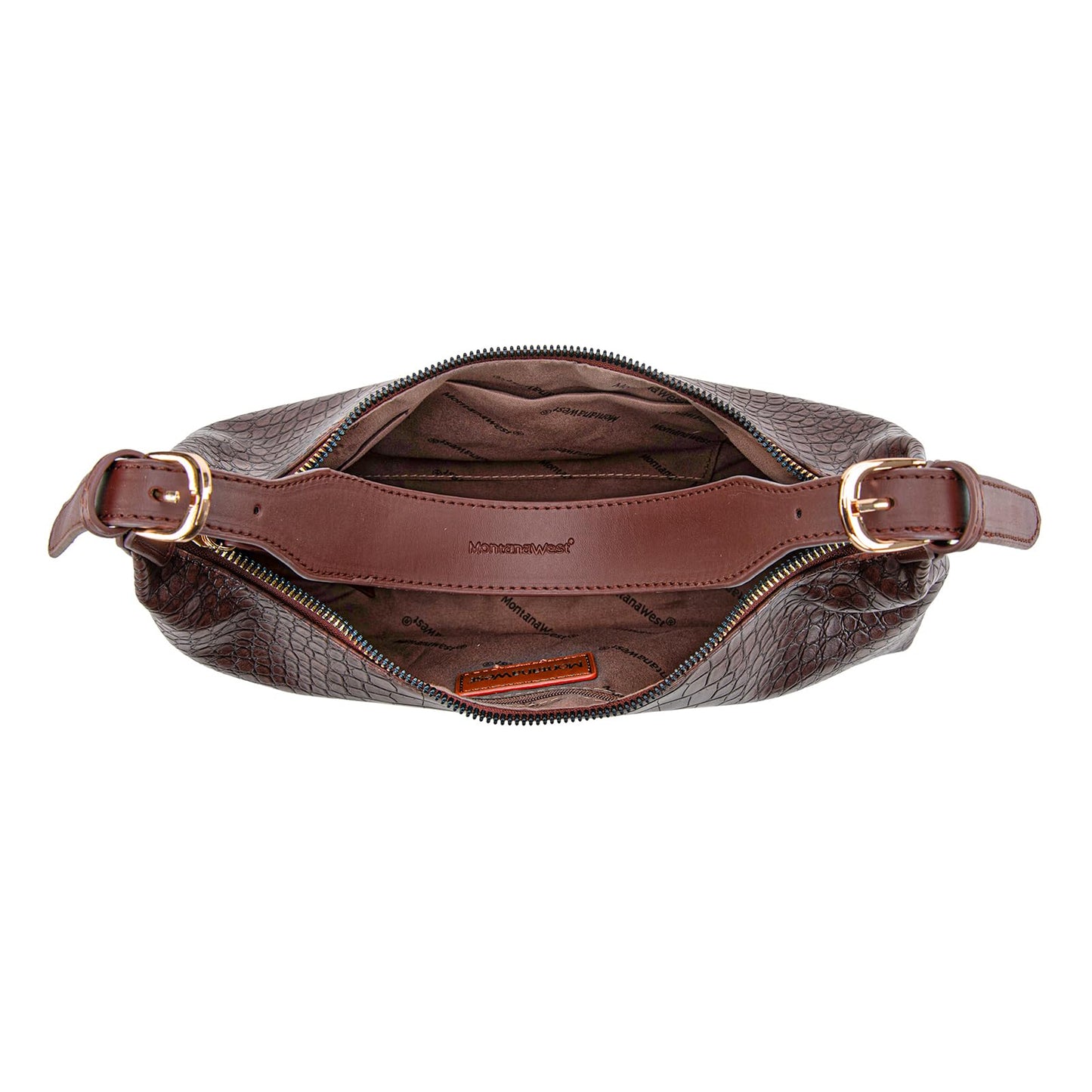 Montana West Shoulder Hobo Bags for Women Crocodile Trendy Purses Vegan Leather Crescent Purses Coffee Gift MWC-0732CF