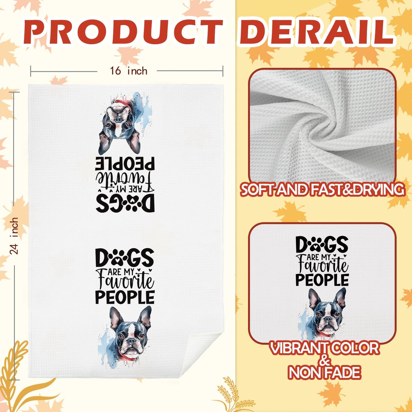 SPBL&L Boston Terrier Gifts for Women,Boston Terrier Decor Kitchen Bathroom Hand Dish Towels Set of 4,16x24 Inches