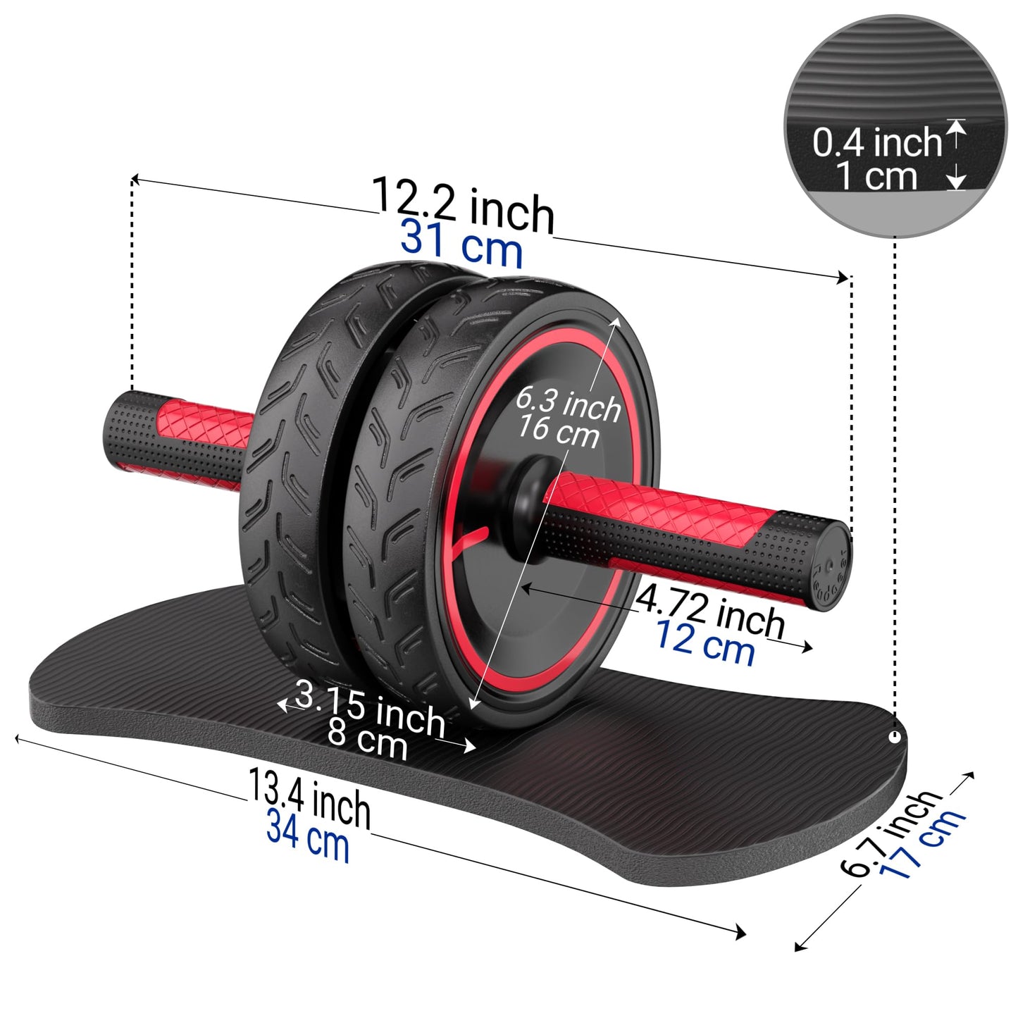 READAEER Ab Roller Wheel, Heavy Duty Workout Equipment for Home Gym, Professional Metal Handle with Rubber Surface Abdominal Exercise Wheel for Strength Training, Ab Wheel with Knee Pad