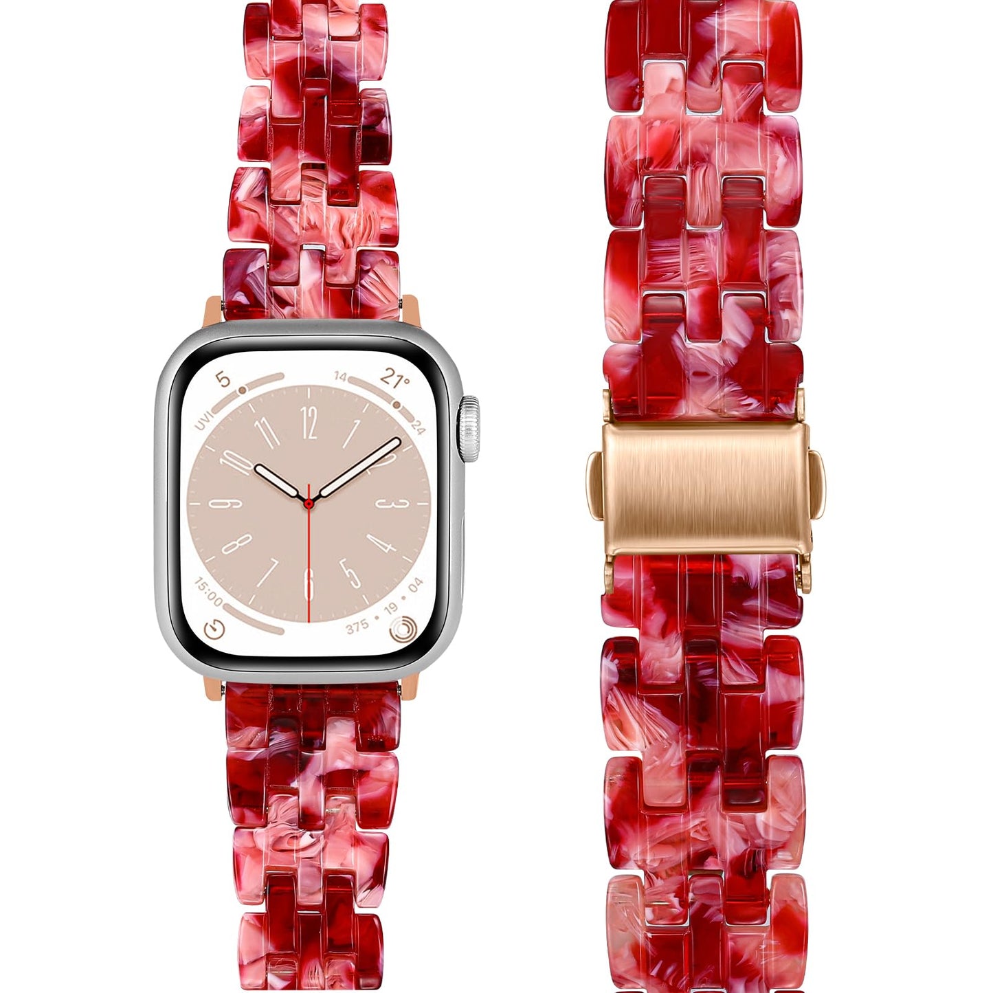 BAIHUIAM Bands Compatible with Apple Watch Band 46mm 45mm 44mm 49mm Women Slim Resin Band Bracelet Thin Lightweight Replacement Wristband for Watch Series 10 9 8 7/Series SE/6 5 4 3, Red