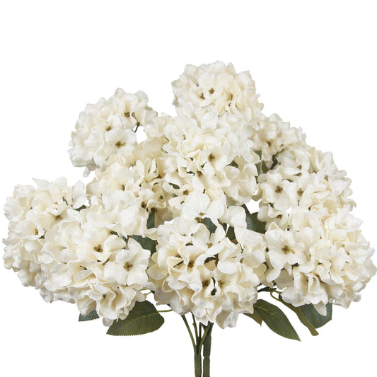 FAICOIA 2 Pcs Hydrangea Artificial Flowers White Faux Hydrangeas Flower Outdoor Artificial Flowers Bouquets Silk Hydrangea Flowers Stems for Home Decor Party Floral Arrangements Wedding Centerpieces