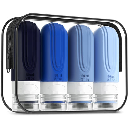 Travel Bottles for Toiletries, Tsa Approved 3oz Travel Size Containers BPA Free Leak Proof Refillable Liquid Silicone Squeezable Travel Accessories for Shampoo Conditioner Lotion (4 Pack)