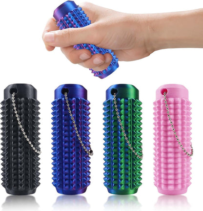 QETRABONE 4 Pcs Pain Stim Fidget Keychain, 3D Printed Fidget Toys Spiky Grippie Sensory Stress Relief Toys, Novelty Gifts for Friends Family