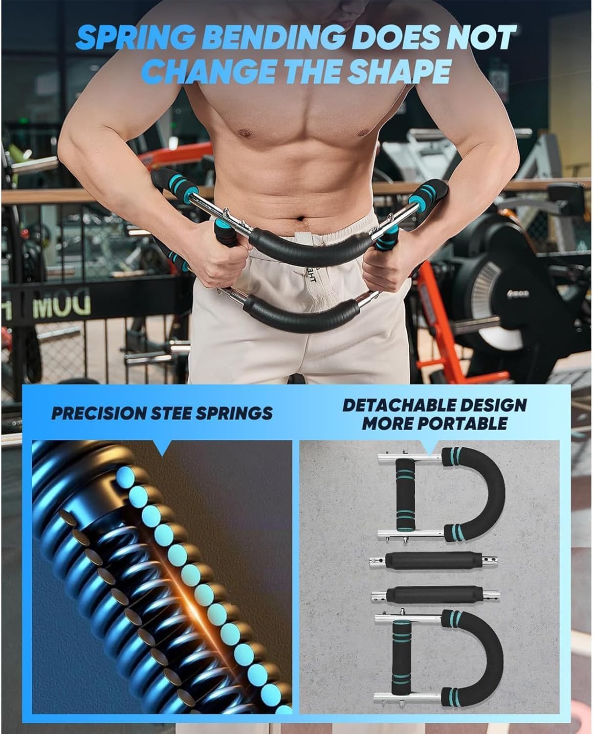 Twister Arm Trainer for Men - Adjustable Chest Workout Equipment for Home Gym, Muscle Builder & Strength Training for Arms, Chest, Shoulders (Blue, 40-90lb)