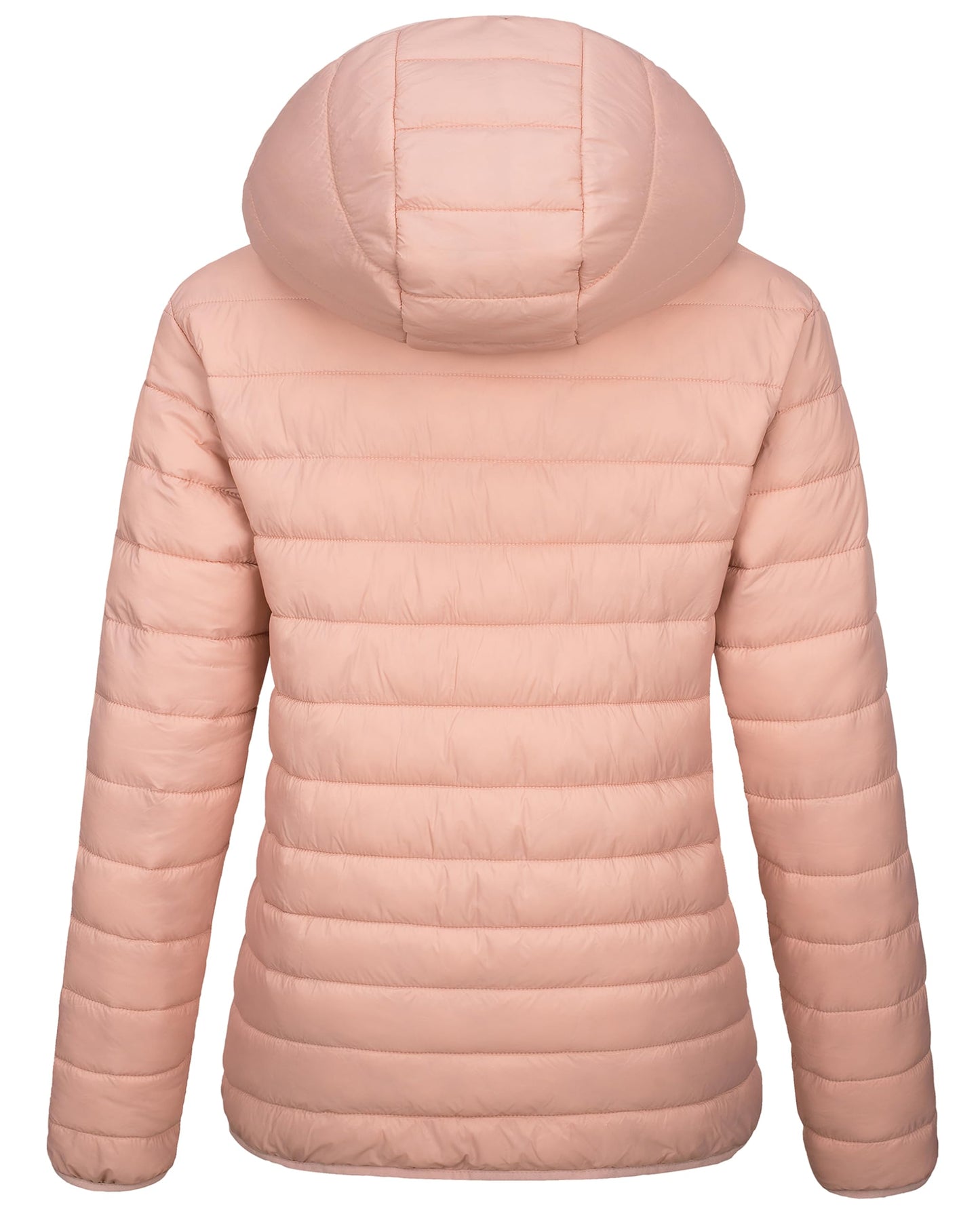 MAGCOMSEN Womens Puffer Jacket Hooded Lightweight Quilted Winter Long Sleeve Water-resistant Zip-up Coat with Inner Pocket, White M