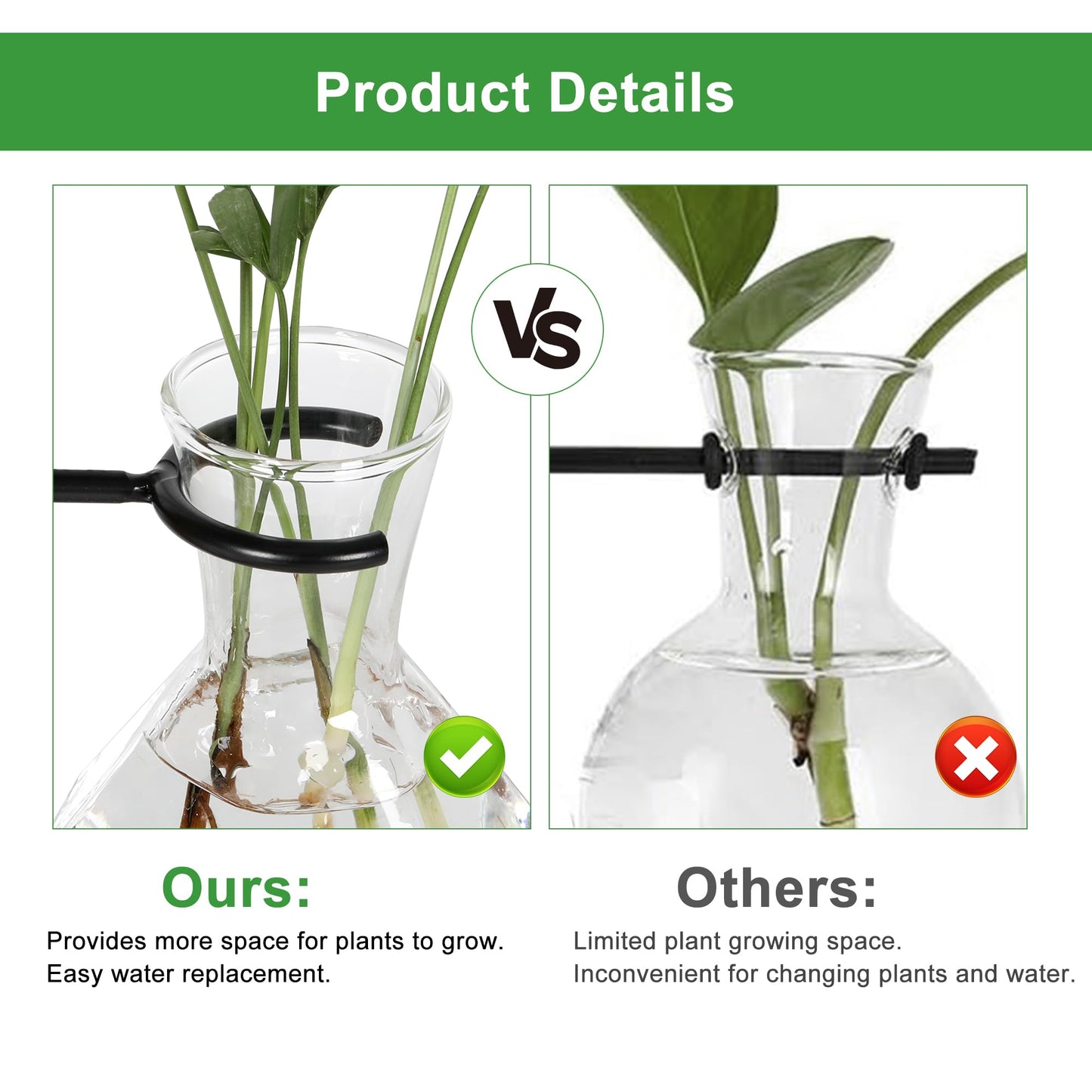 PAG-Mass Planter Terrariums Kit, Desktop Hydroponics Air Planter Holder, Plant Propagation Station with 4 Glass Vase and Solid Wood Stand, Gardening Gift for Women and Plant Lovers