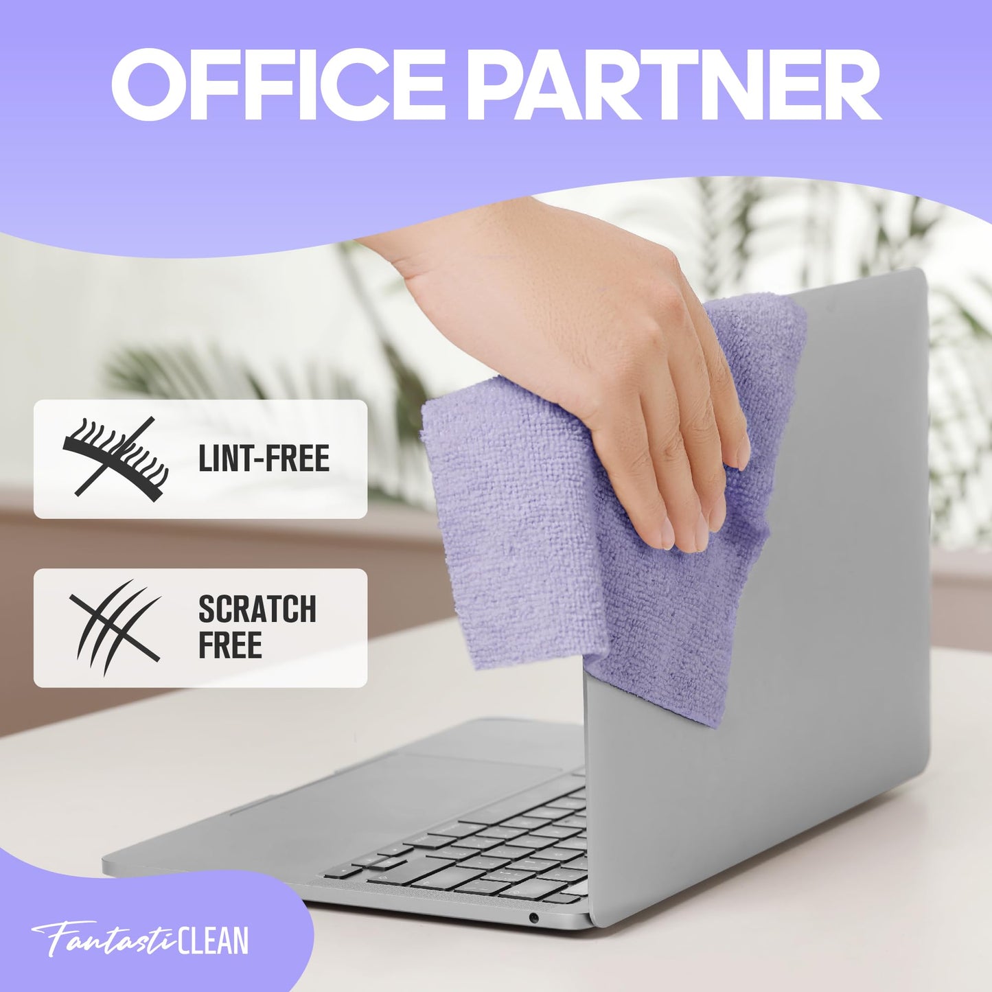 Fantasticlean Microfiber Cleaning Cloth Roll -60 Pack, Tear Away Paperless Towels, 8" x 8", Reusable Washable Rags, for Home Kitchen, Pet, Office, Indoor Outdoor, Compact and Portable (Light-Purple)