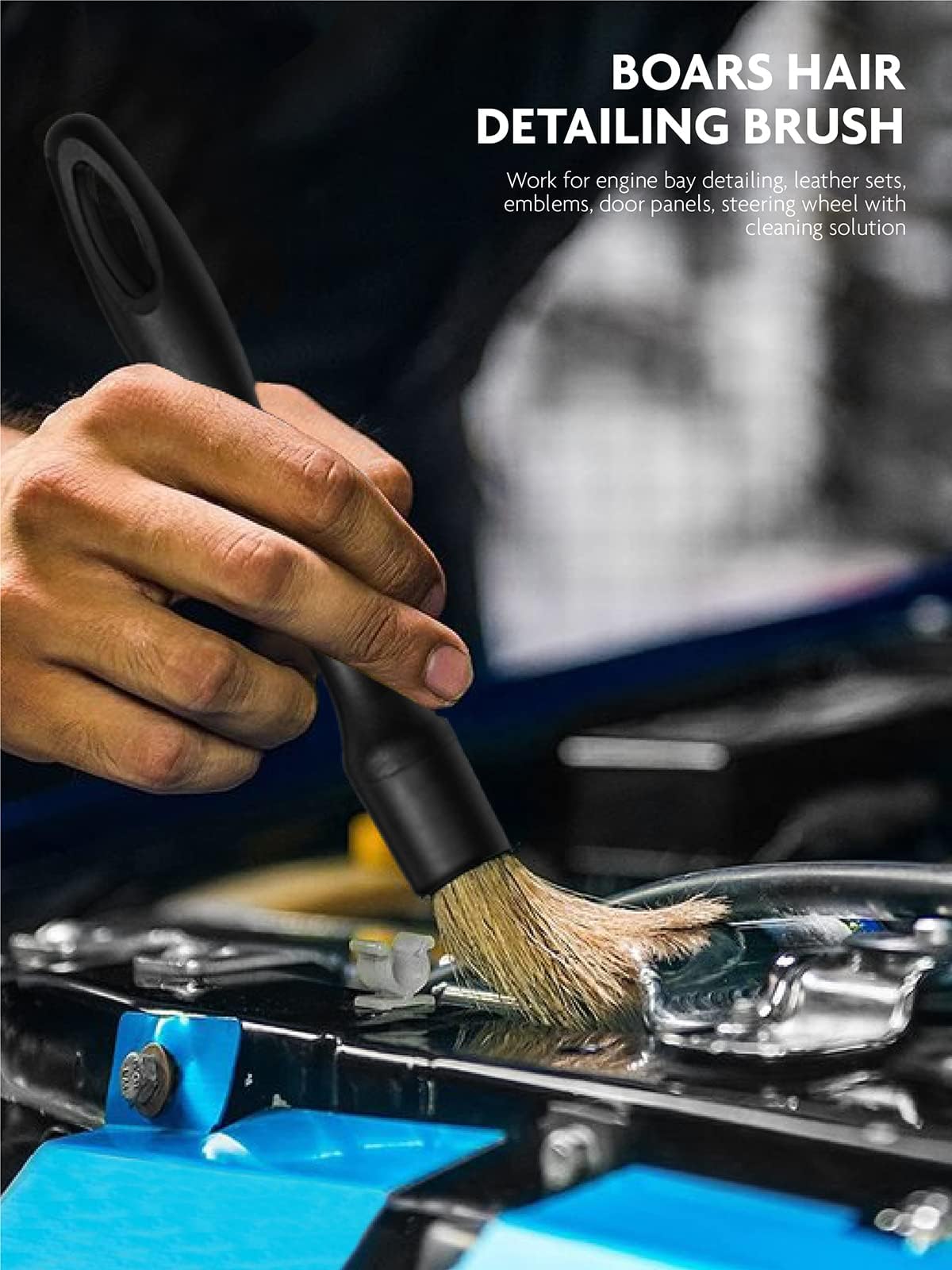 11PCS Car Interior Cleaning Dust Brush Detailing Set, Microfiber Cloth & Applicator, Single-Head Detailing Brushes, Natural Bristles, Scratch-Free & Ultra-Soft for Seats Leather Care or Cleaning