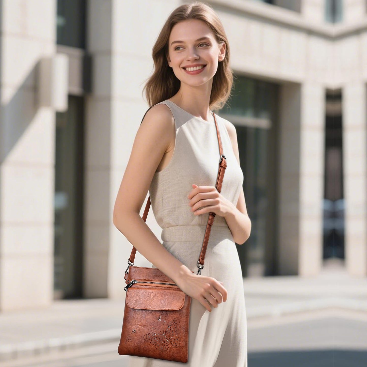 Crossbody Bags for Women Vegan Leather Cross Body Purse with Adjustable Strap Multiple Pockets Shoulder Handbags