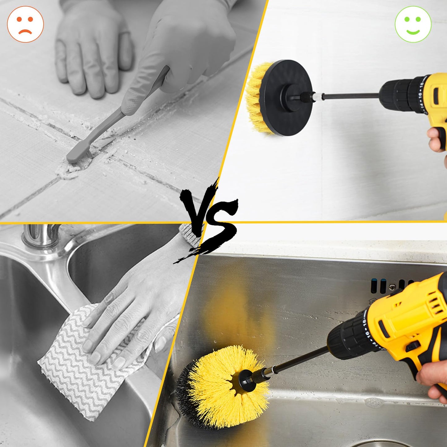 SHIELDPRO 18 Pack Drill Brush Attachment Set, Power Cleaning Scrub Brushes for Drill, Extend Long Attachment, All Purpose for Bathroom, Car Detailing, Carpet, Tile Grout, Sinks, Corners