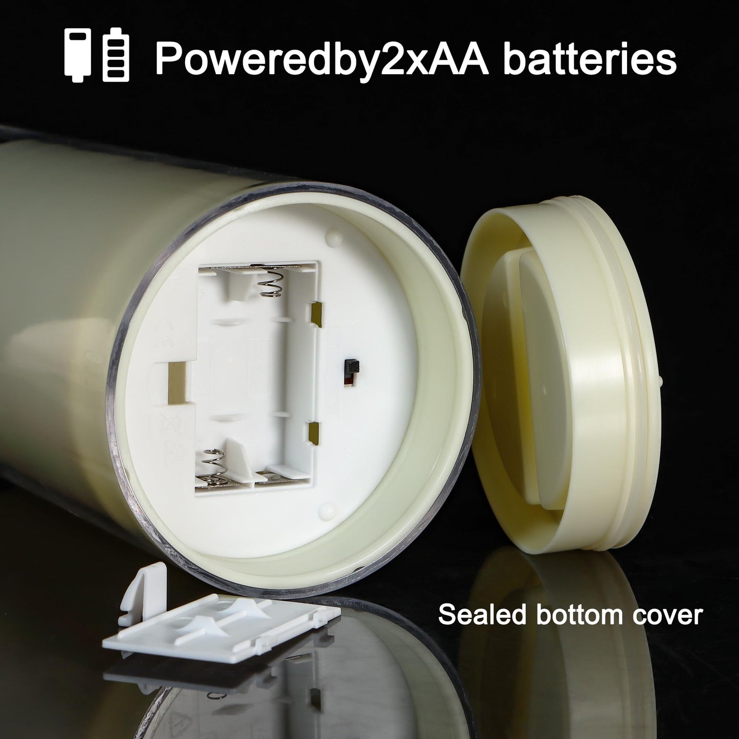 yunsheng 4" x 9" Outdoor Waterproof Flameless Candles with Remote & Cycle Timer, 2PCS Battery Operated Pillar Candles with Removable Acrylic Shell, Large LED Flickering Candles for Patio Decor, Ivory