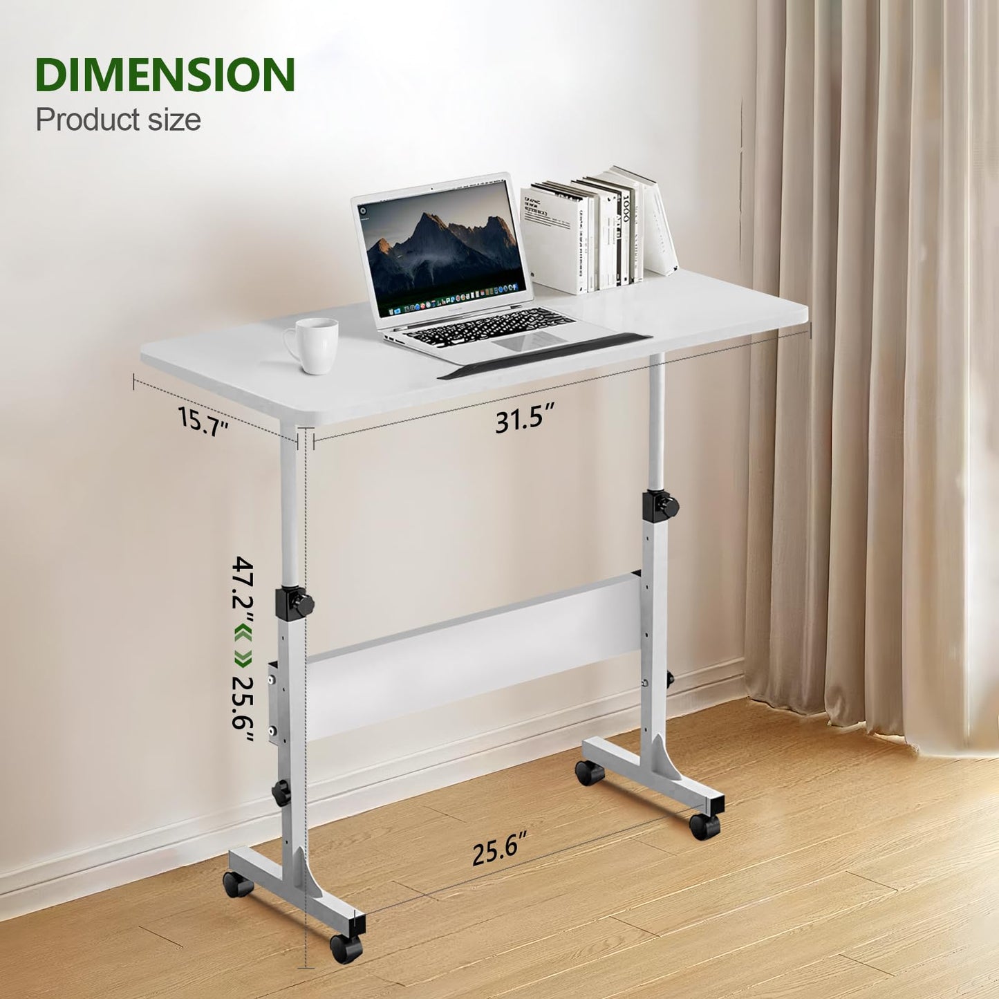 WXJHL Small Standing Desk Adjustable Height Rolling Computer Desk Portable Laptop Desks with Wheels