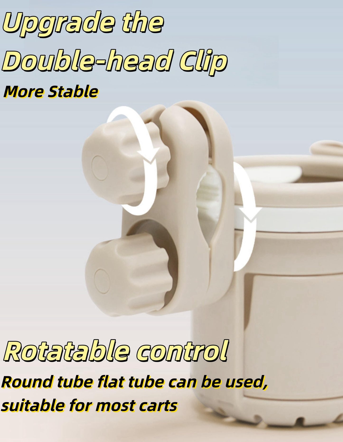 3-in-1 Stroller Cup Holder, Baby Stroller Accessories with Bottle Holder, Phone Mount, and Drink Caddy for Strollers, Perfect for Parents on The Go (Beige)