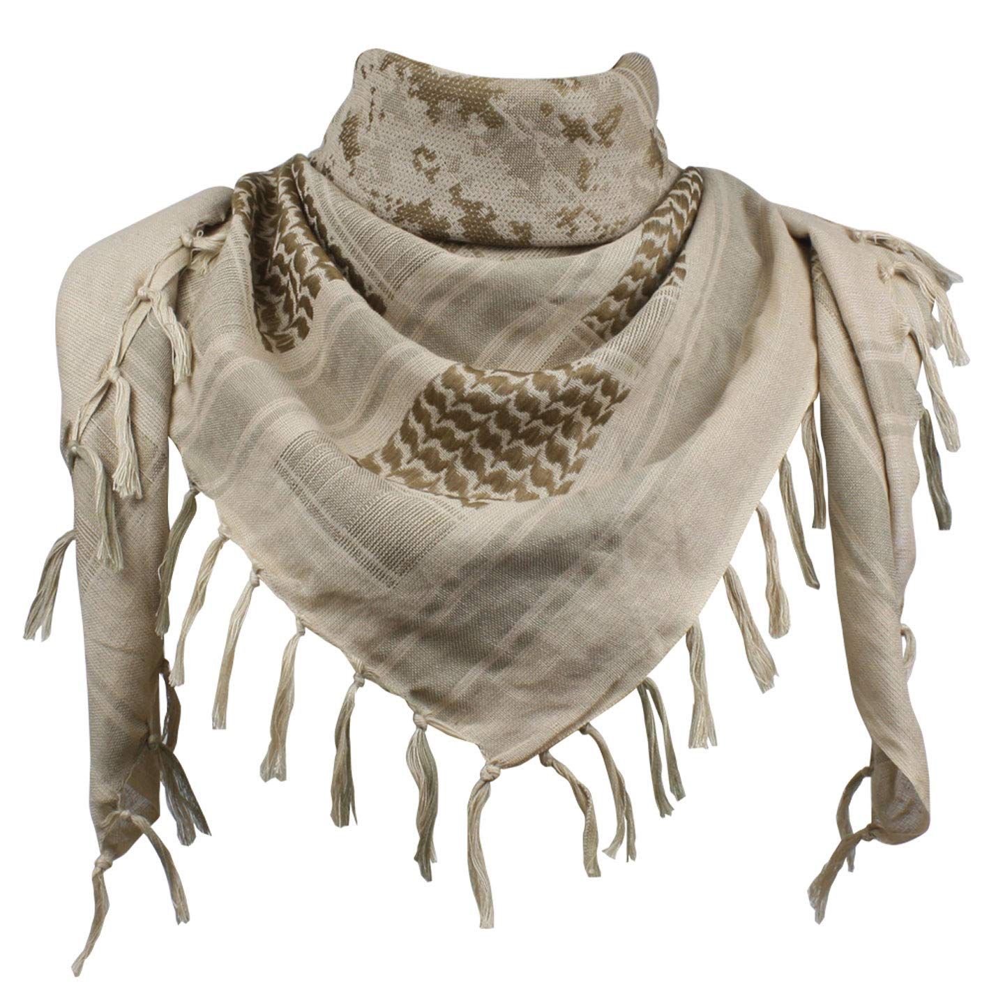 Explore Land Cotton Shemagh Keffiyeh Tactical Desert Scarf Neck Head Wrap with Tassel for Men Women