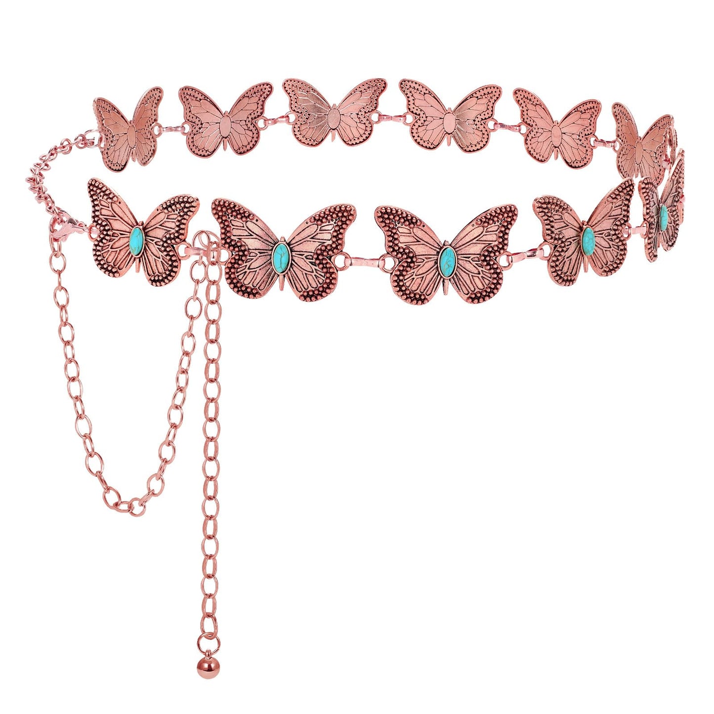 LEACOOLKEY Western Metal Concho Belt for Women Cowgirl Boho Waist Chain Belt for Dresses Jeans Pants