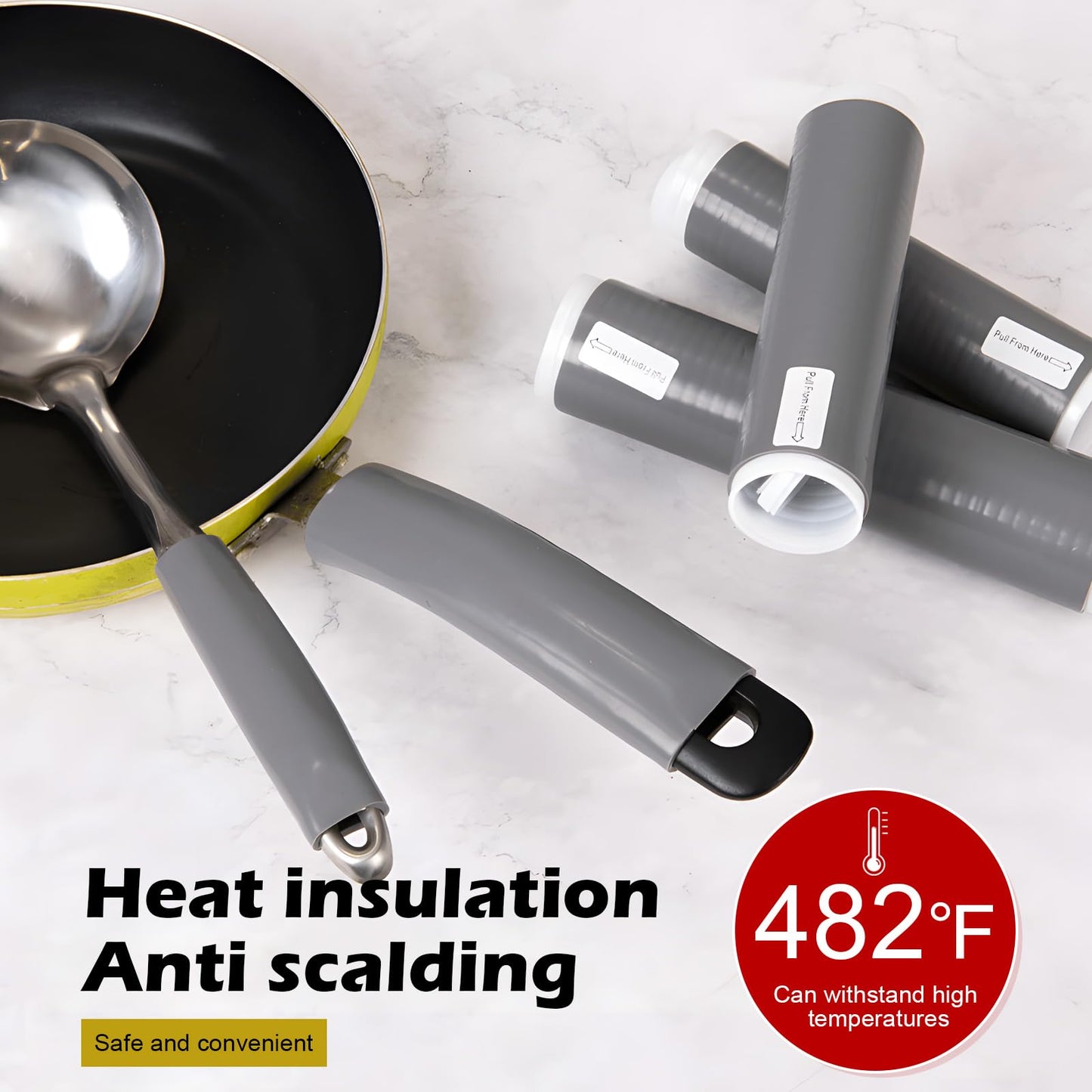 GoHere Silicone Pot Handle Cover Heat Resistant Fit Any Handles of Wok and Cookware Non-Slip Cast Iron Skillet Pan Handle Sleeve Suit for Pots and Pans Set (2, Large)