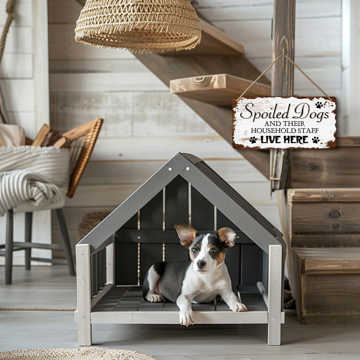 Dog Signs For Home Decor Gifts For Dogs Owners Dog Bedroom Decor Wood Dog Family Decoration Dog Room All You Need Is Love And A Dog Sign Spoiled Dogs And Their Household Staff Live Here Signs 12x6 In