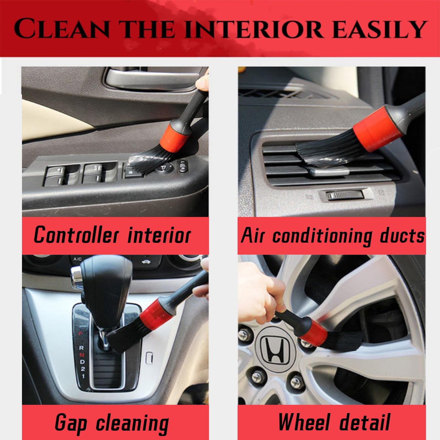 LVSENLIN 10pcs Auto Car Detailing Brush Set,Car Interior Cleaning Kit,Including 5pcs Car Detailing Brushes, 3pcs Wire Brush and 2pcs Different Soft Bristle dusting Brush for car Interior.