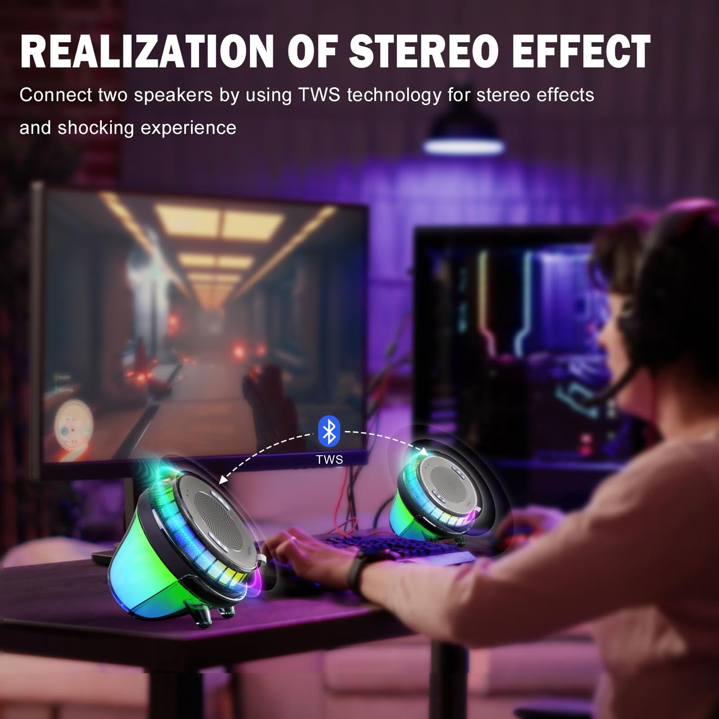 WNWT Floating Speaker for Pool, IPX7 Waterproof Floating Hot Tub Speaker with Colorful Lights, 15W Stereo Loud Sound, TWS, Portable, Wireless Party Gifts for Shower, Spa, Beach