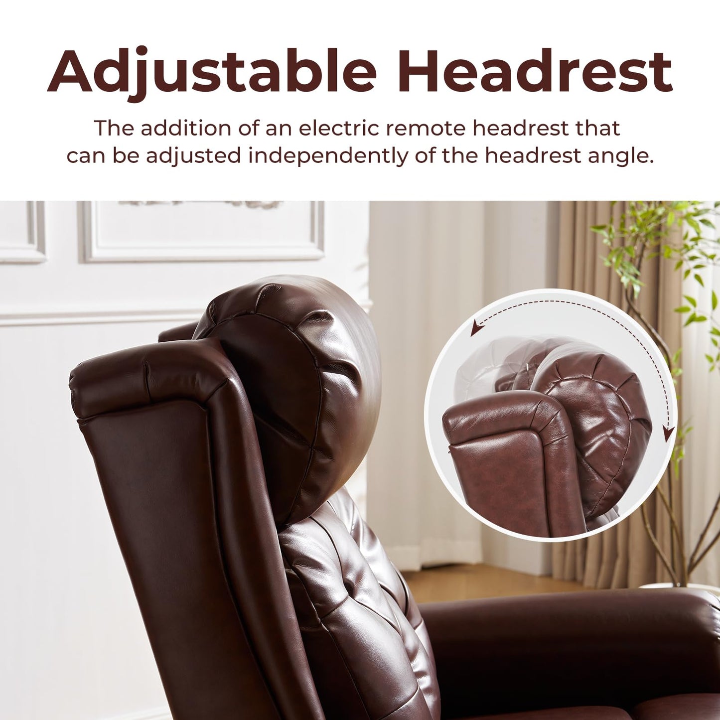 Rhevoy Power Lift Recliner Chair for Elderly with Adjustable Headrest,Electric Lift Chair with Massage and Heat, Lay Flat Recliner for Big and Tall,Brown