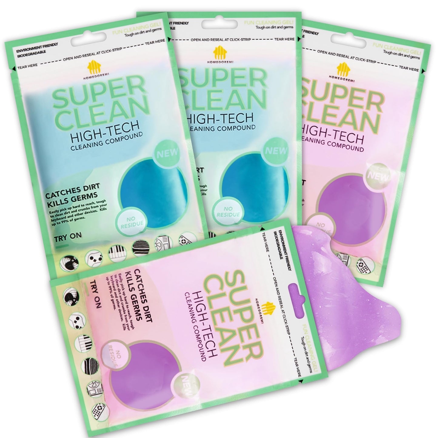 FiveJoy Car Cleaning Gels, 4-Pack Universal Auto Detailing Tools Car Interior Cleaner Putty, Dust Cleaning Mud for PC Tablet Laptop Keyboard, Camera, Printers, Calculator - 320g (2.8oz/pcs)