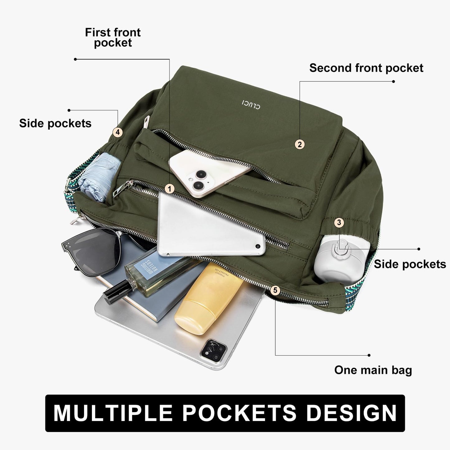 CLUCI Travel Purses for Women, Waterproof Nylon Crossbody Bags for Woman Trendy, Anti Theft Shoulder Handbags for Ladies