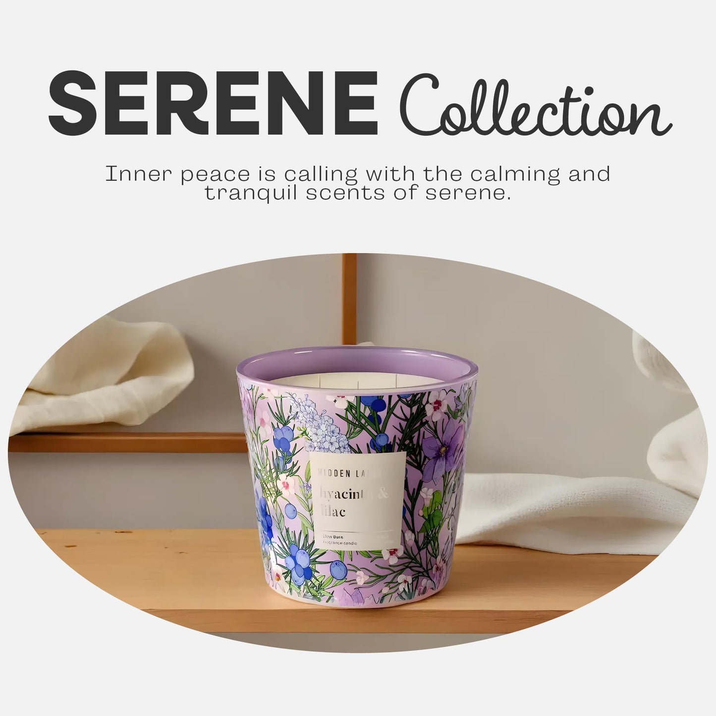 Hidden Label Hyacinth & Lilac Soy Candle, 3 Wick Large Candles for Home Scented, 30oz Natural Soy Candles Non Toxic, 100 Hour Burn Time, Aromatherapy Candle for Stress Relief, SPA, Larger Rooms