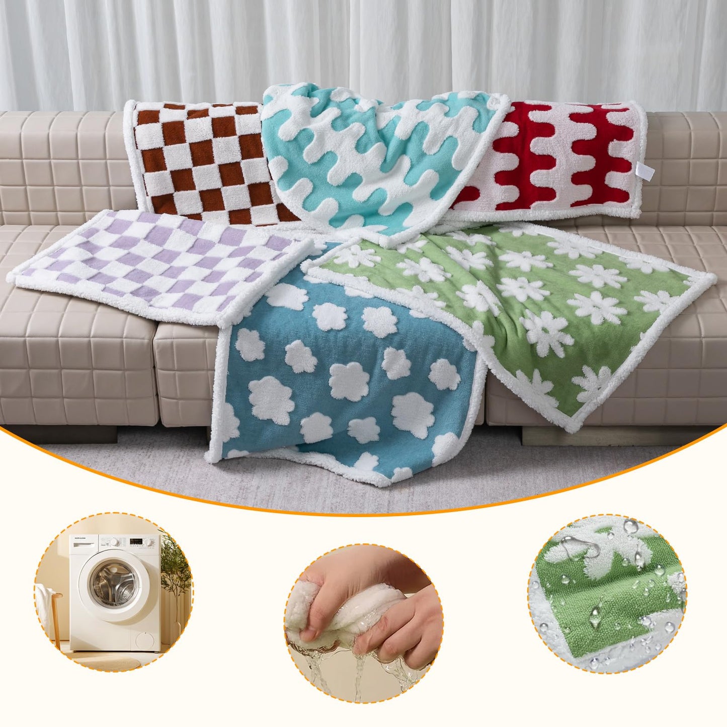 Maidewow Waterproof Pet Blanket,Dog Bed Covers Small Throw for Puppy Cats Stylish Jacquard Pets Couch Sofa Furniture Protection Washable Reversible Covers (Green Flower,XS)