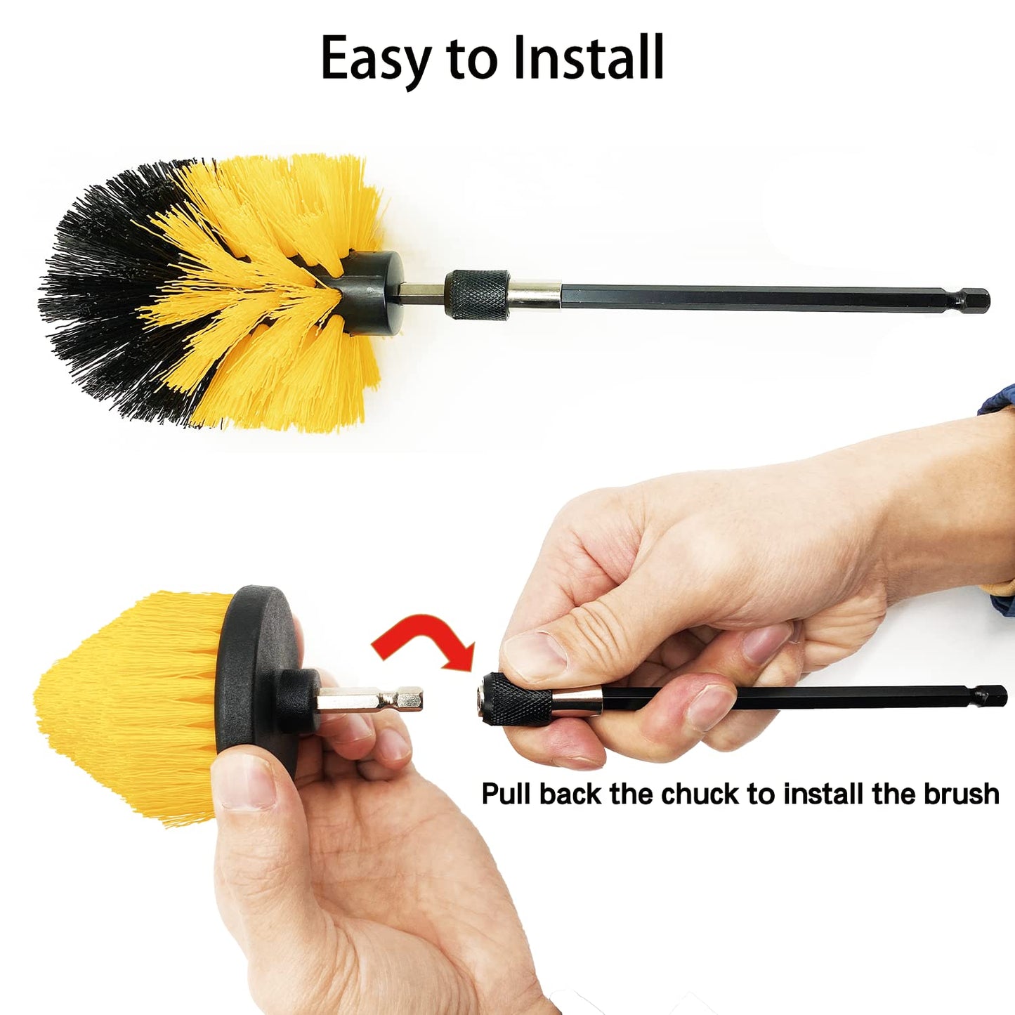 Drill Brush Attachment Set, 7 Pack 1/4in Power Scrubber Brush + Extend Long Rod, Brush Drill Attachment, Power Cleaning Scrub Brush for Bathroom, Tub, Tile, Corner, Floor