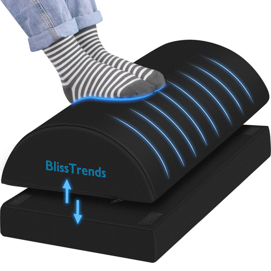 BlissTrends Foot Rest for Under Desk at Work-Versatile Foot Stool with Washable Cover-Comfortable Footrest with 2 Adjustable Heights for Car,Home and Office to Relieve Back,Lumbar,Knee Pain-Black