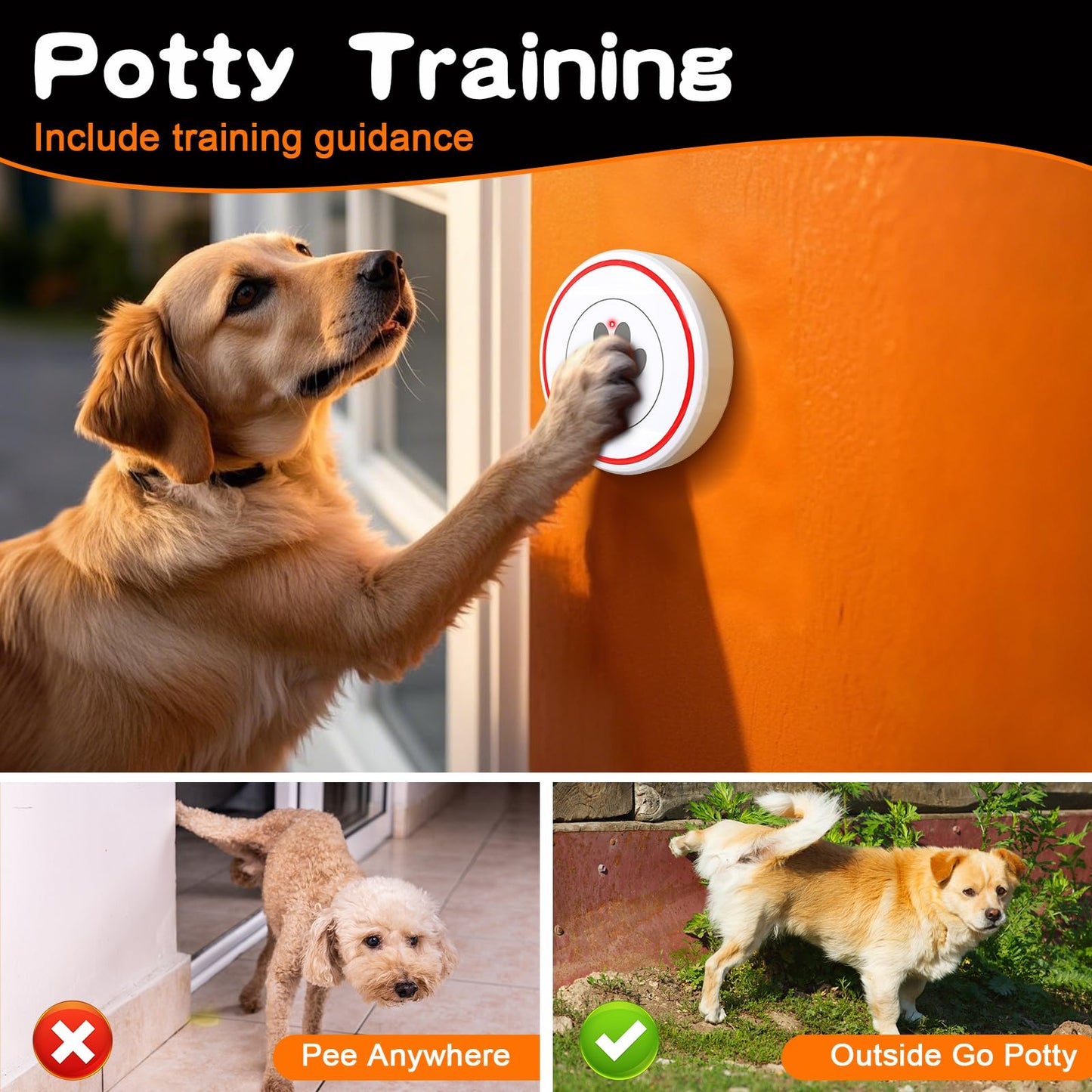 ChunHee Smart Dog Door Bell Wireless Puppy DoorBell for Potty Training, Dog Bells to go Outside, Bells for Dogs to Ring to go Potty, 2 Dog Buttons [New 2025]