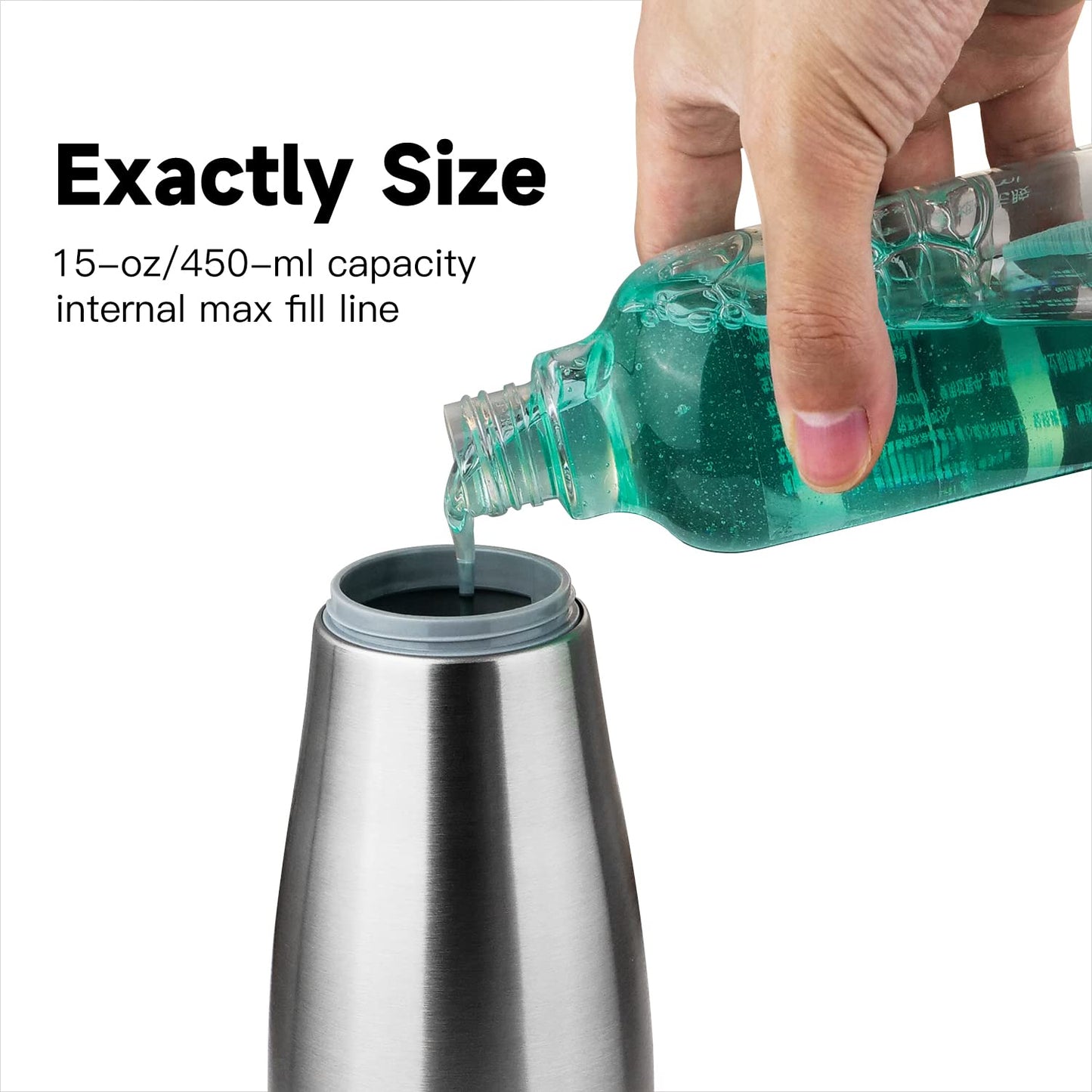 AIKE 15fl.oz Stainless Steel Liquid Soap Dispenser for Dish and Hand Soap