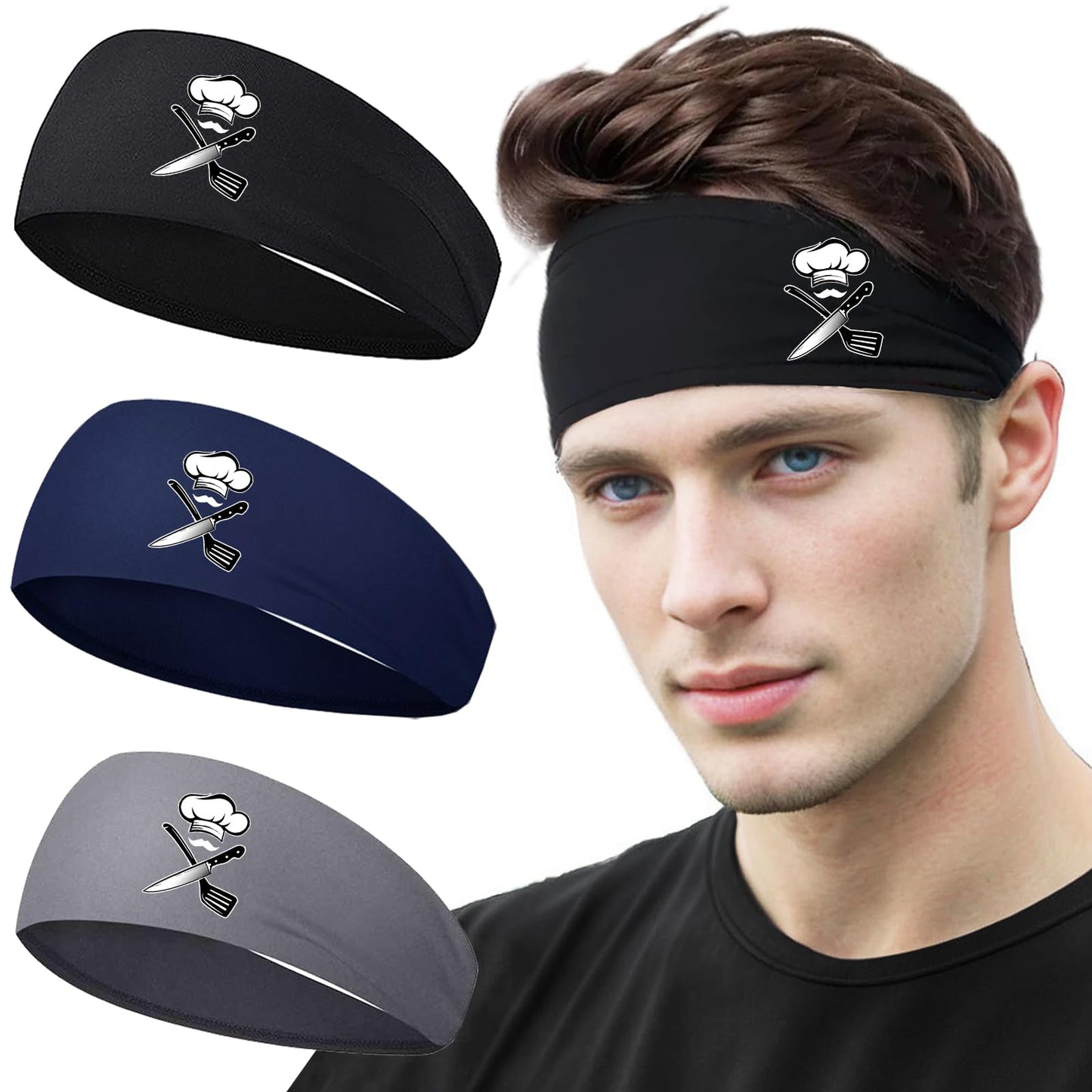 3pcs Sweat Bands Headbands Men Sport Headbands for Men Sweatbands Workout Headbands Women Cooling Skull Running Head Sweat Bands