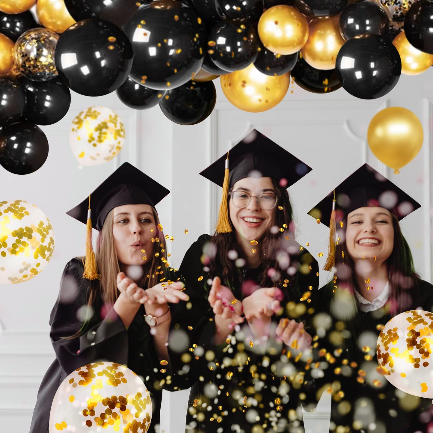 CANREVEL 120pcs Black and Gold Balloons Confetti Metallic Black Gold Latex Balloons Garland kit for Birthday Graduation Wedding Anniversaries Bachelorette Party Decorations