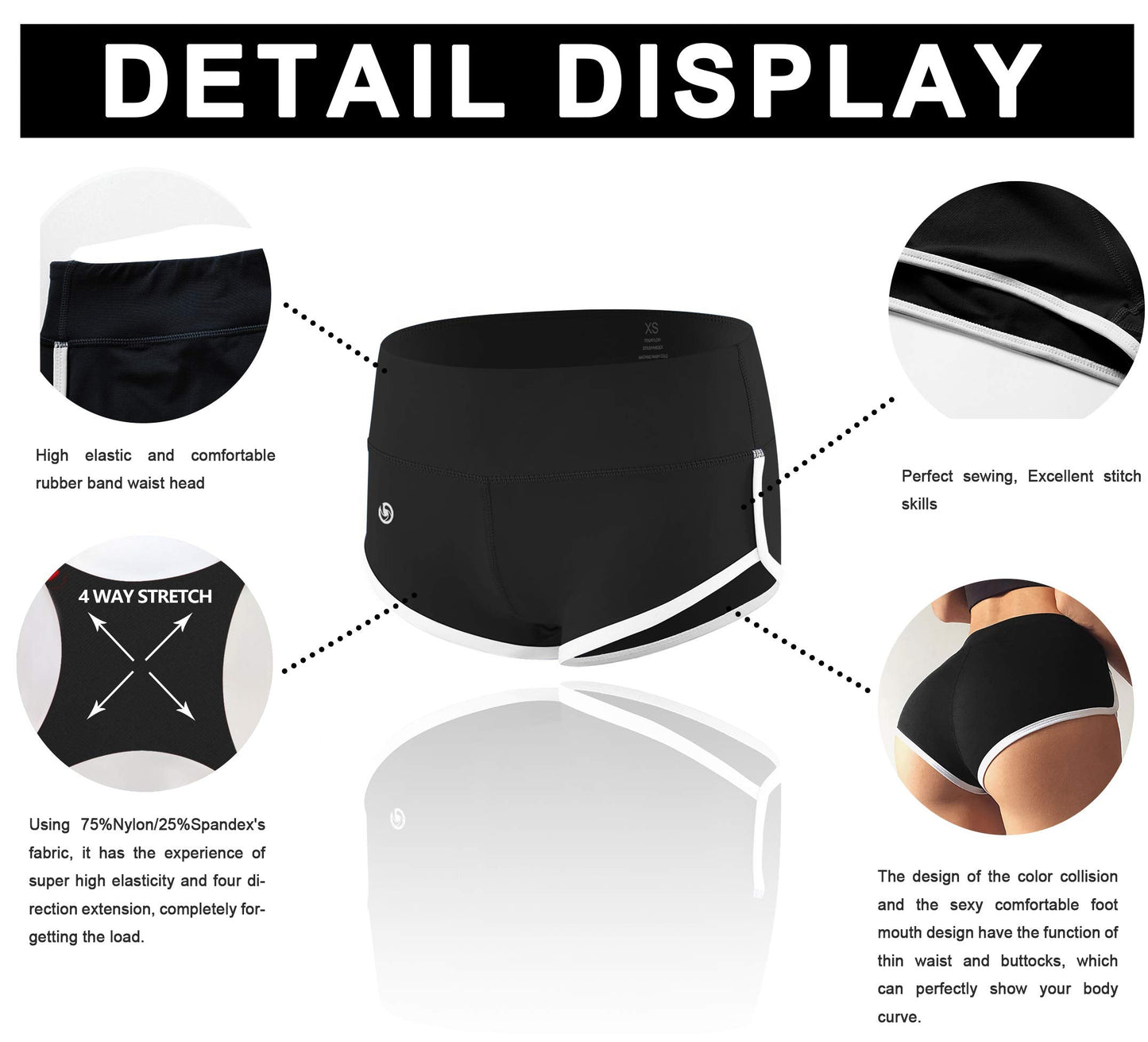 BUBBLELIME Sexy Booty Yoga Shorts Running Shorts Women Workout Booty Shorts_Black XS_1.8" Inseam