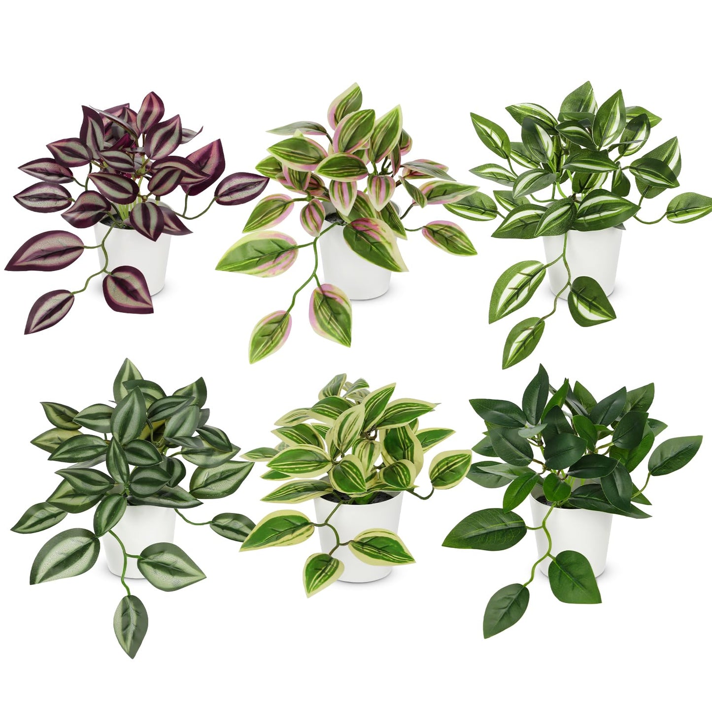 Hollyone Fake Plants 6 Pack Artificial Plants Indoor Faux Plants Small Fake Potted Plant for Home Aesthetic Living Room Bathroom Desk Shelf Office Decor