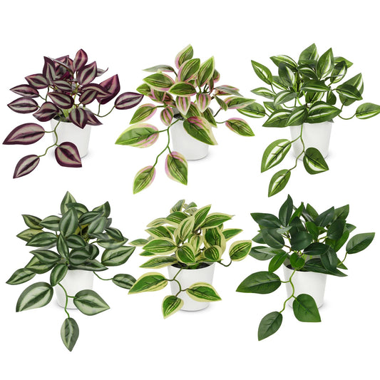 Hollyone Fake Plants 6 Pack Artificial Plants Indoor Faux Plants Small Fake Potted Plant for Home Aesthetic Living Room Bathroom Desk Shelf Office Decor