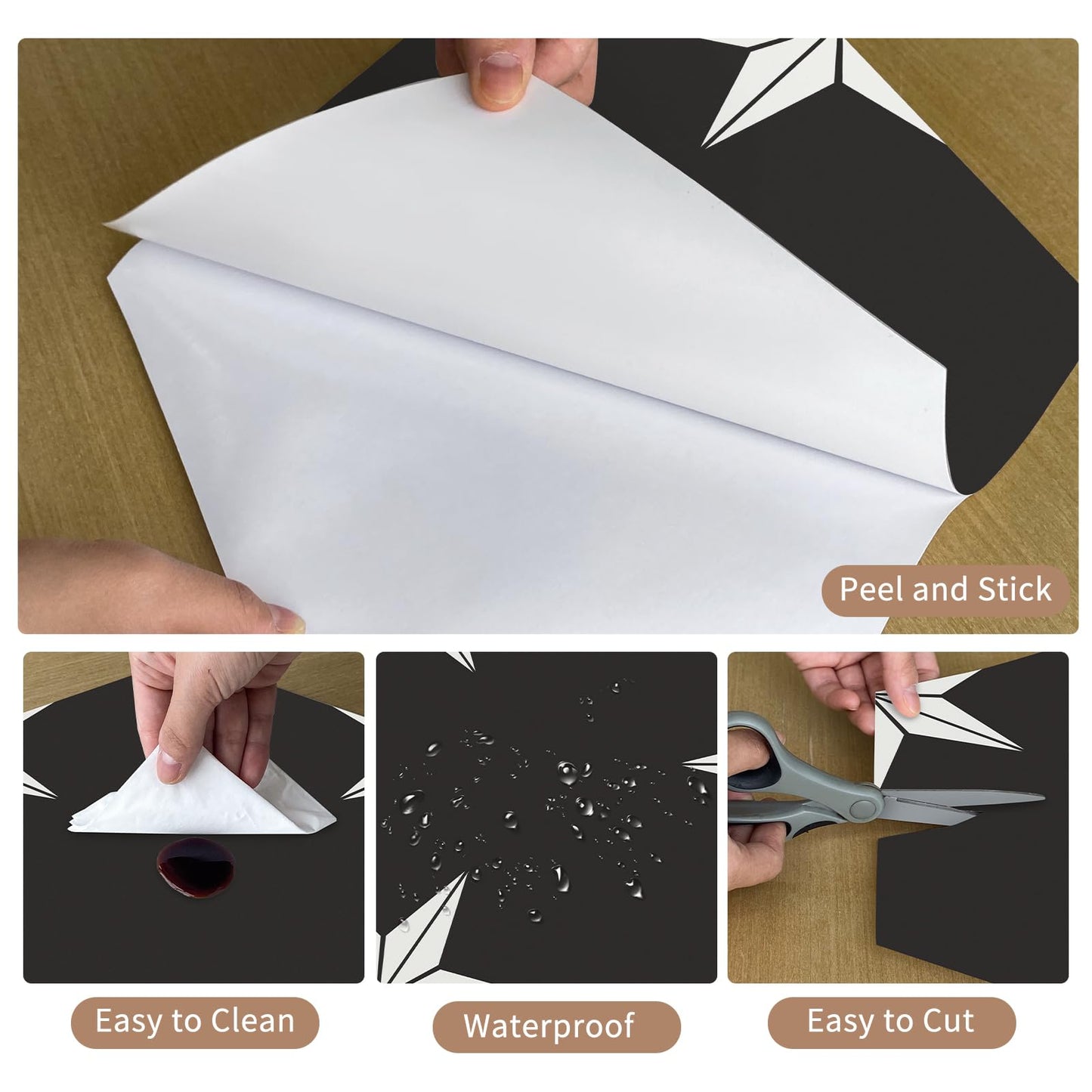 MORCART 20 Pcs Hexagon Peel and Stick Floor Tile: Waterproof Vinyl Flooring, Covers 12.6 Sq Ft, DIY Removable Flooring for Bathroom, Kitchen, Bedrooms, Pet House(Star Black)