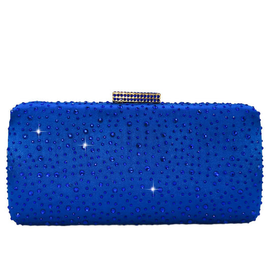 Boutique De FGG Elegant Women Crystal Clutch Purse Formal Evening Bags Wedding Handbags Cocktail Rhinestone Clutch Purse,Mini,Blue