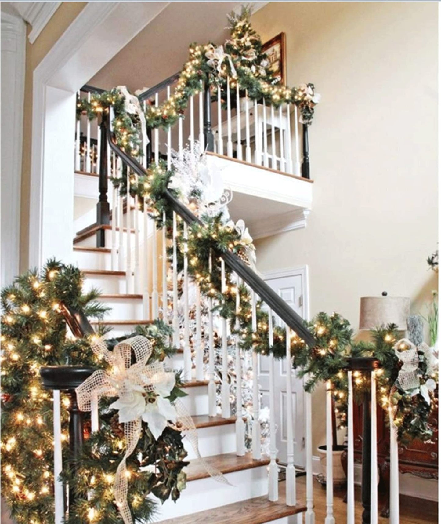 Prelit Christmas 9 Ft Battery Operated Garland with 50 LED Lights - Lighted Xmas Mantel Decor